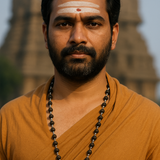 Silver Plated  Karungali Mala - Natural Ebony Wood