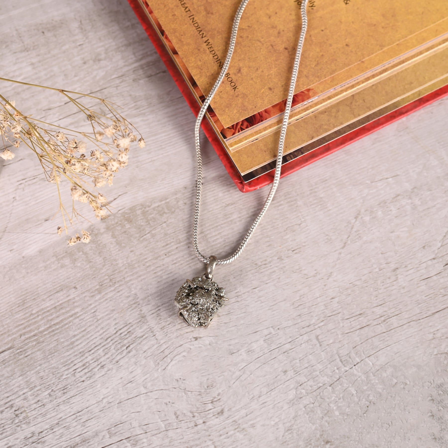 Money Magnet Raw Pyrite Pendant With Chain (Unisex)