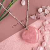 Rose Quartz Heart Pendant With Chain