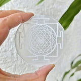 Selenite plate ( Round Shree yantra )
