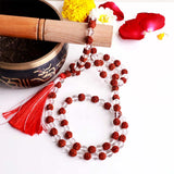 Clear Quartz and Rudraksha Beads Jaap Mala