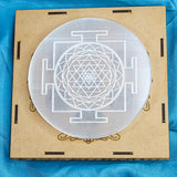 Selenite plate ( Round Shree yantra )