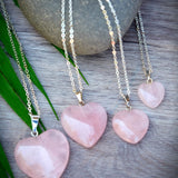 Rose Quartz Heart Pendant With Chain