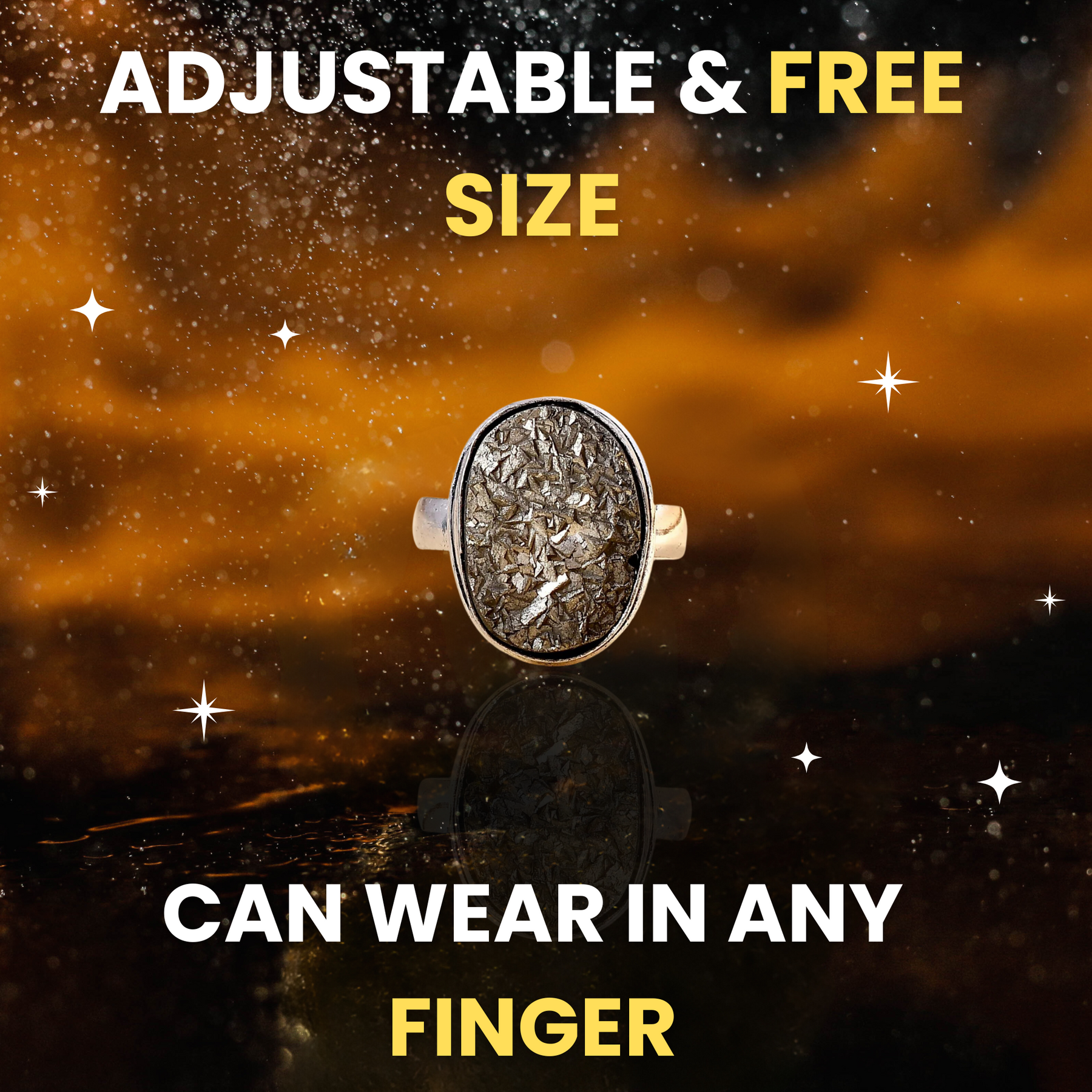 Real Pyrite Adjustable Ring (Men/Women)