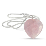 Rose Quartz Heart Pendant With Chain