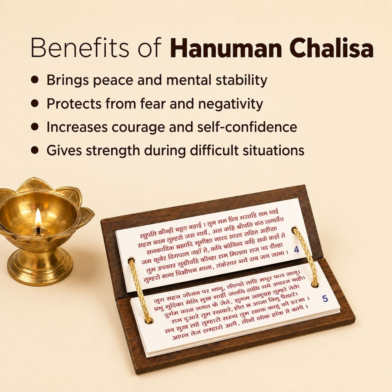 Wooden Hanuman Chalisa Pocket Book | Sacred Hanuman Chalisa & Aarti in Hindi | Energized Spiritual Gift