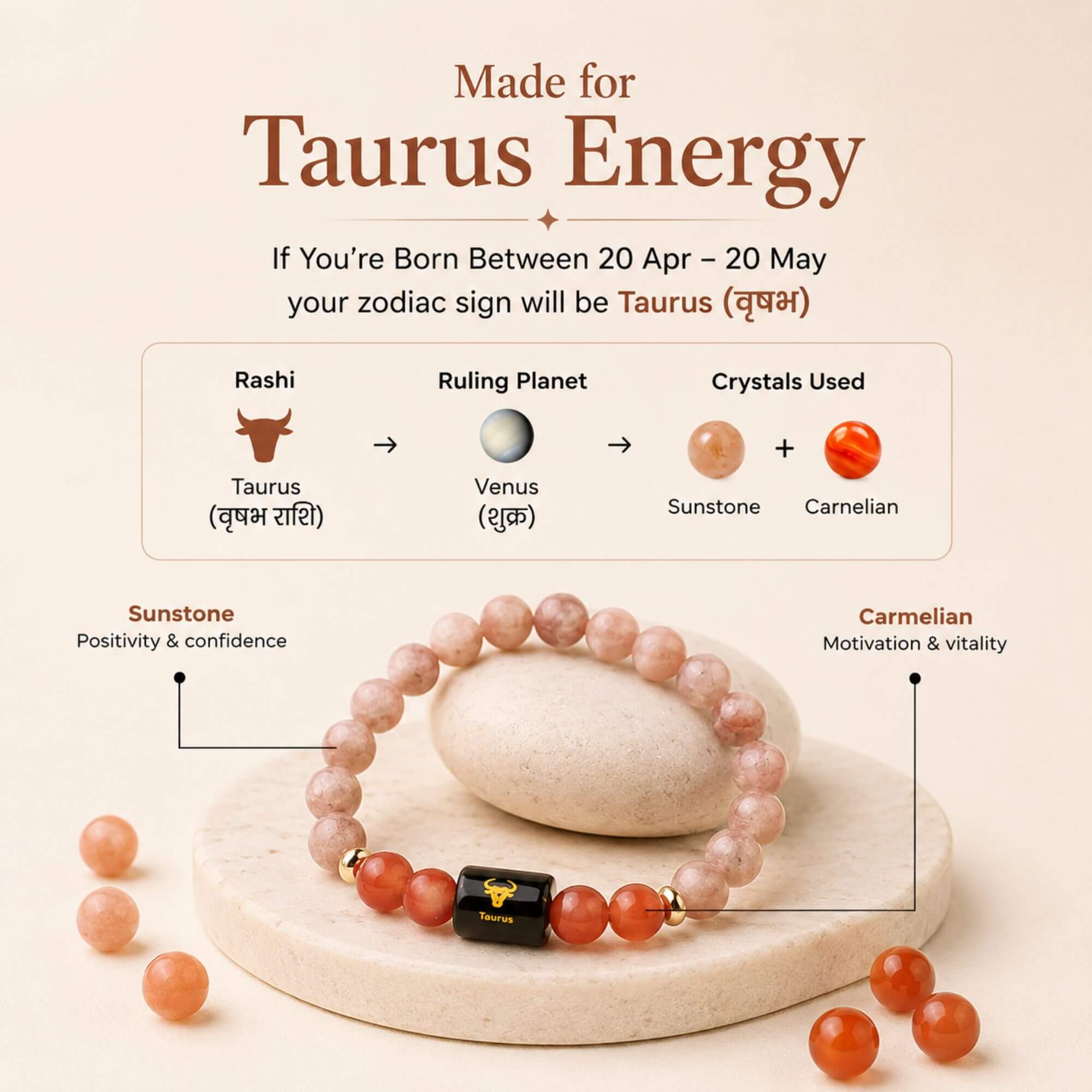 Taurus (वृषभ राशि) Zodiac Bracelet