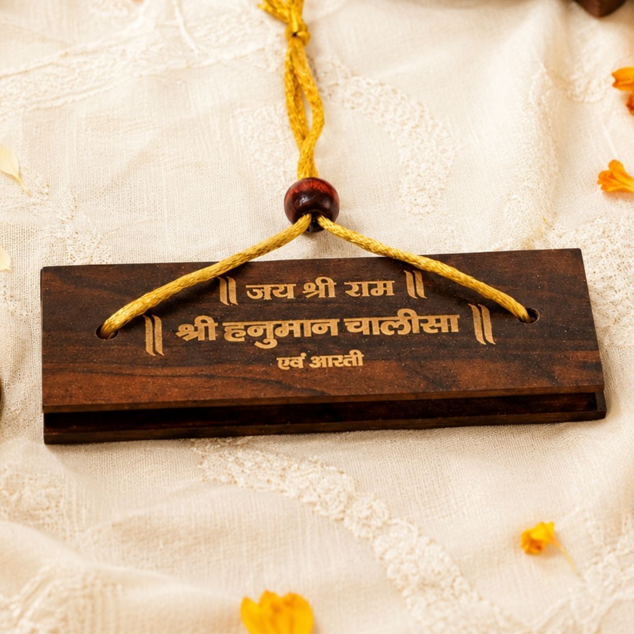 Wooden Hanuman Chalisa Pocket Book | Sacred Hanuman Chalisa & Aarti in Hindi | Energized Spiritual Gift