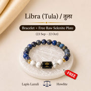 Libra (तुला राशि) Zodiac Bracelet (Free Selenite Plate)