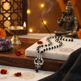 Karungali Mala with Om Shiva Trishul Pendant - Urja Ghar