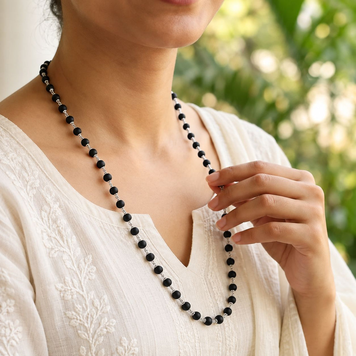 Silver Plated Karungali Mala -Free Karungali Bracelet (Govt. Certified)