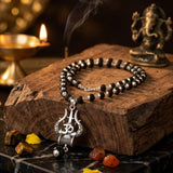 Karungali Mala with Om Shiva Trishul Pendant - Urja Ghar