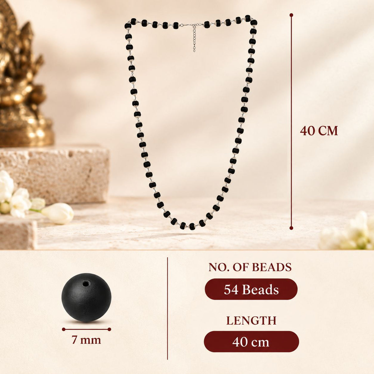 Silver Plated Karungali Mala -Free Karungali Bracelet (Govt. Certified)