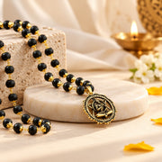 Gold-Plated Karungali Mala with Hanuman Kavach Pendant