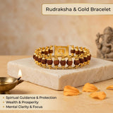 Gold Plated Modern Rudraksha Bracelet - Urja Ghar