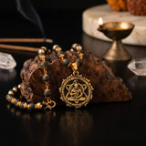 Gold-Plated Karungali Mala with Hanuman Kavach Pendant