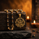 Gold-Plated Karungali Mala with Hanuman Kavach Pendant