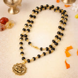 Gold-Plated Karungali Mala with Hanuman Kavach Pendant