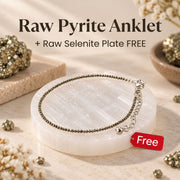 Raw Pyrite Anklet with Free Raw Selenite Plate