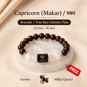 Capricorn (मकर राशि) Zodiac Bracelet (Free Selenite Plate)