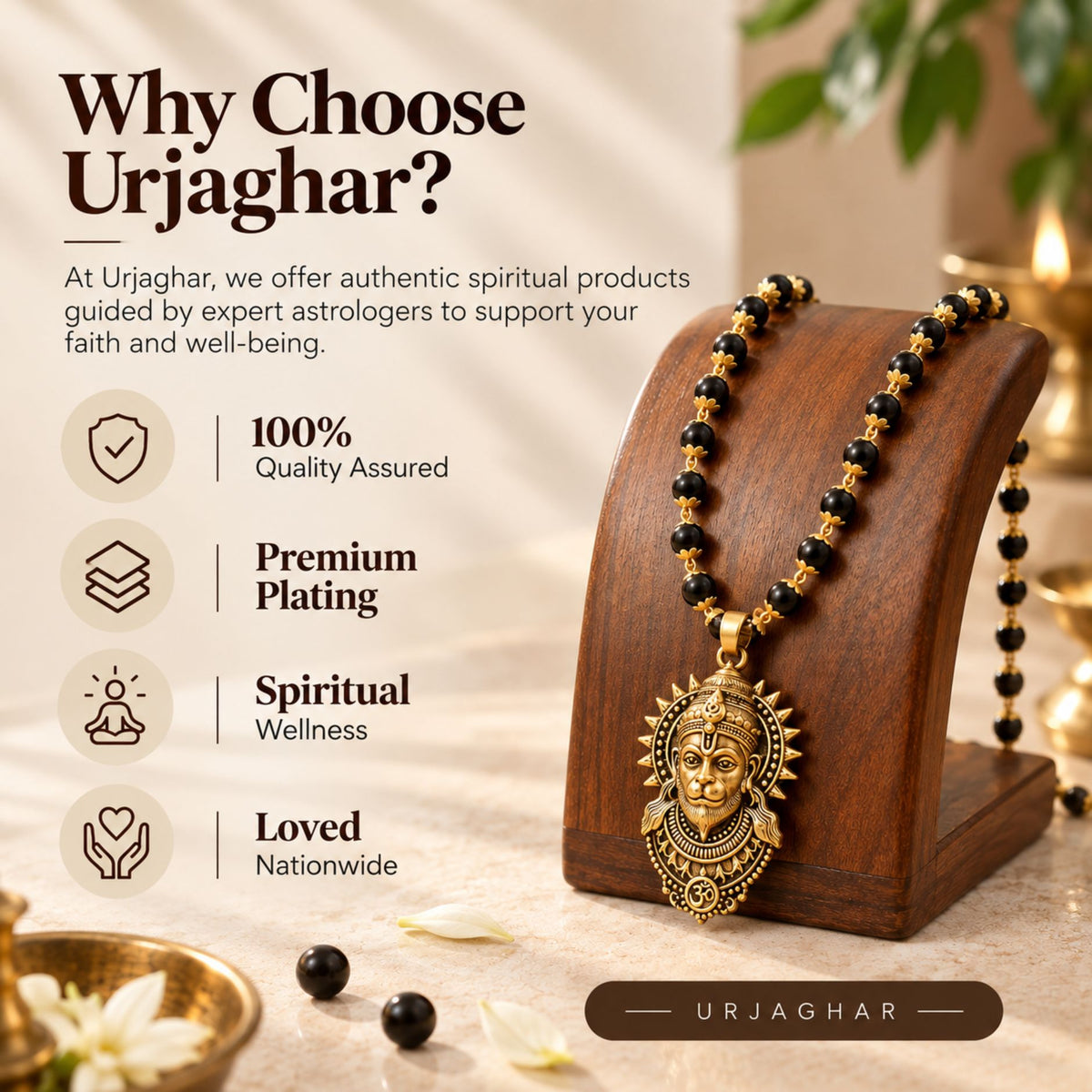 Gold Plated Bajrangbali Karungali Mala