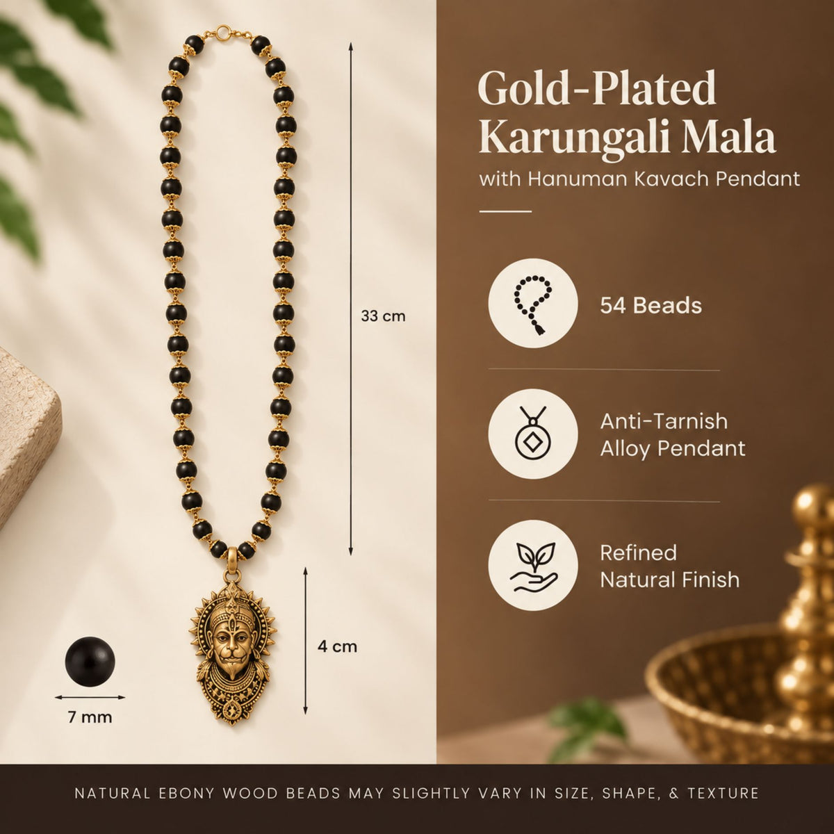 Gold Plated Bajrangbali Karungali Mala