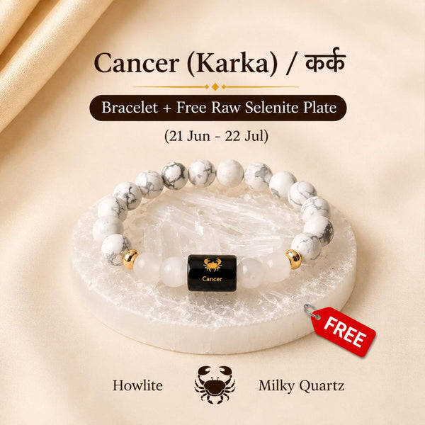Cancer (कर्क राशि) Zodiac Bracelet (Free Selenite Plate)
