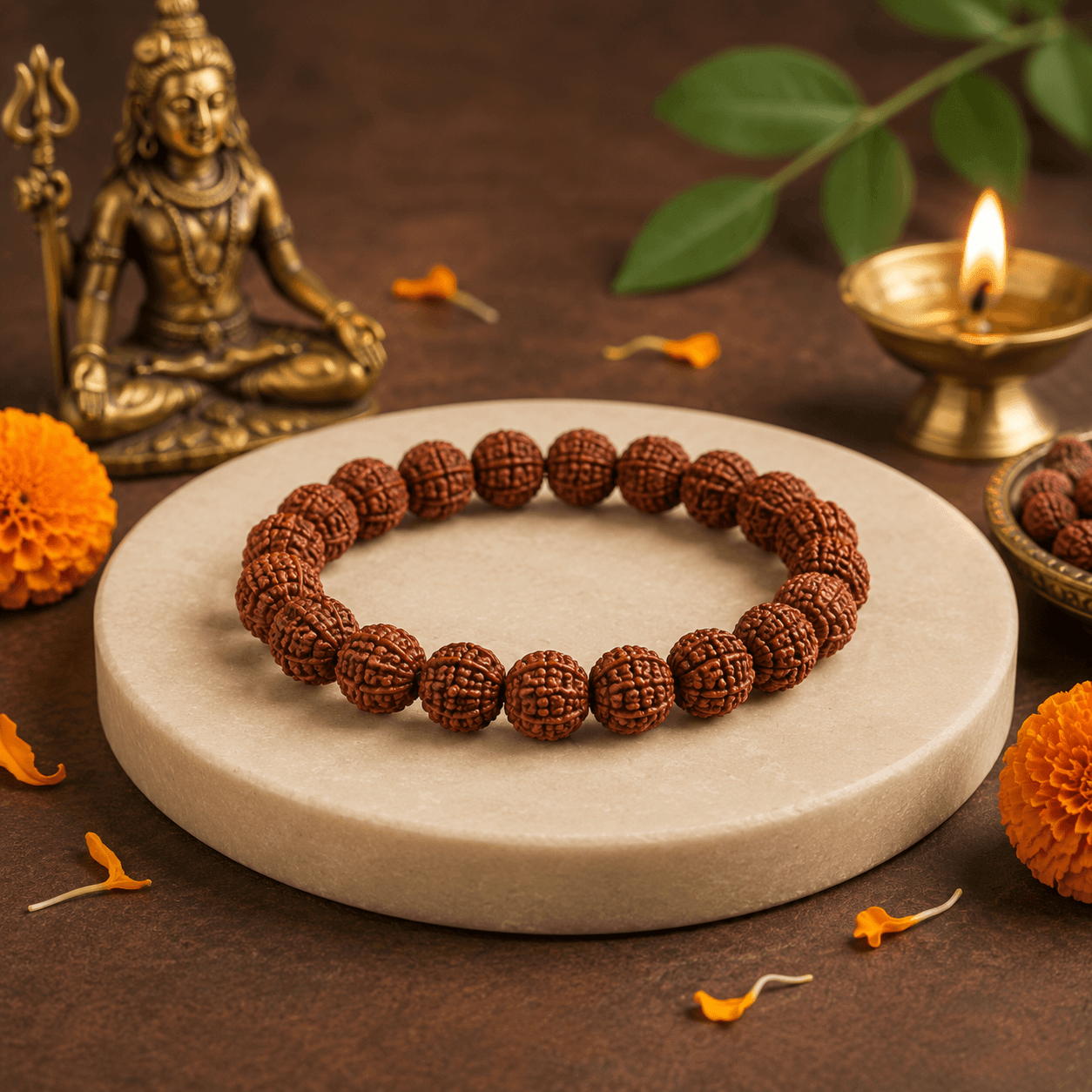 Gold Plated Modern Rudraksha Bracelet - Urja Ghar