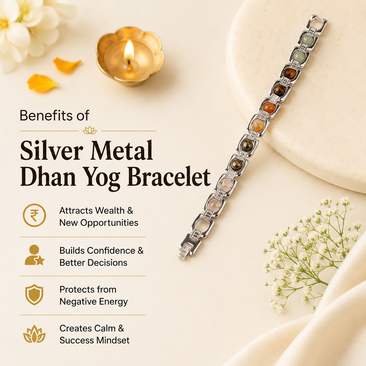 Metal Dhan Yog Bracelet - Silver