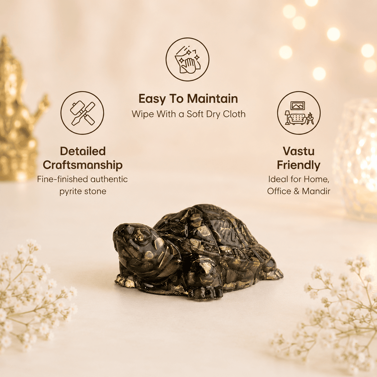 Vastu Pyrite Tortoise (Kachhua) - Urja Ghar