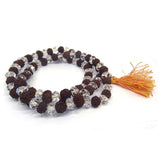 Rudraksha and Diamond Cut Sphatik ( Quartz ) Mala 108 +1 Beads