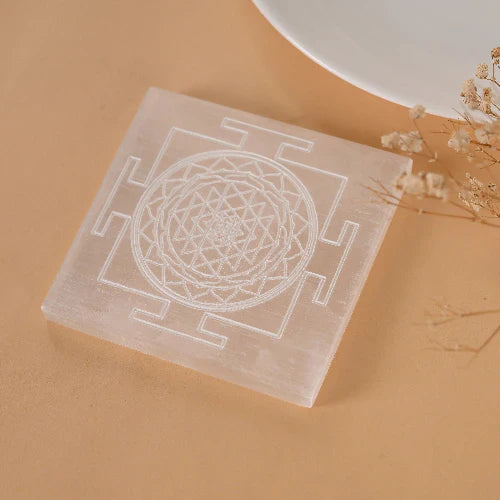 Selenite plate ( Shree yantra )