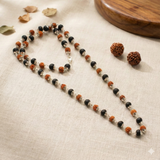 Divya Raksha Rudraksha & Karungali Mala with Silver Capping