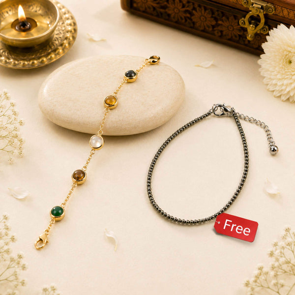 Metal Dhan Yog Bracelet for Women with FREE Raw Pyrite Anklet