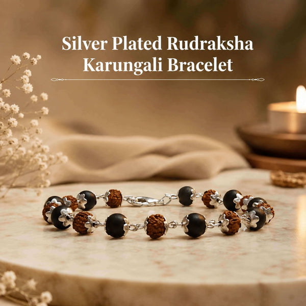 Silver Plated Rudraksha Karungali Bracelet