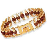 Gold Plated Beaded Rudraksha Bracelet