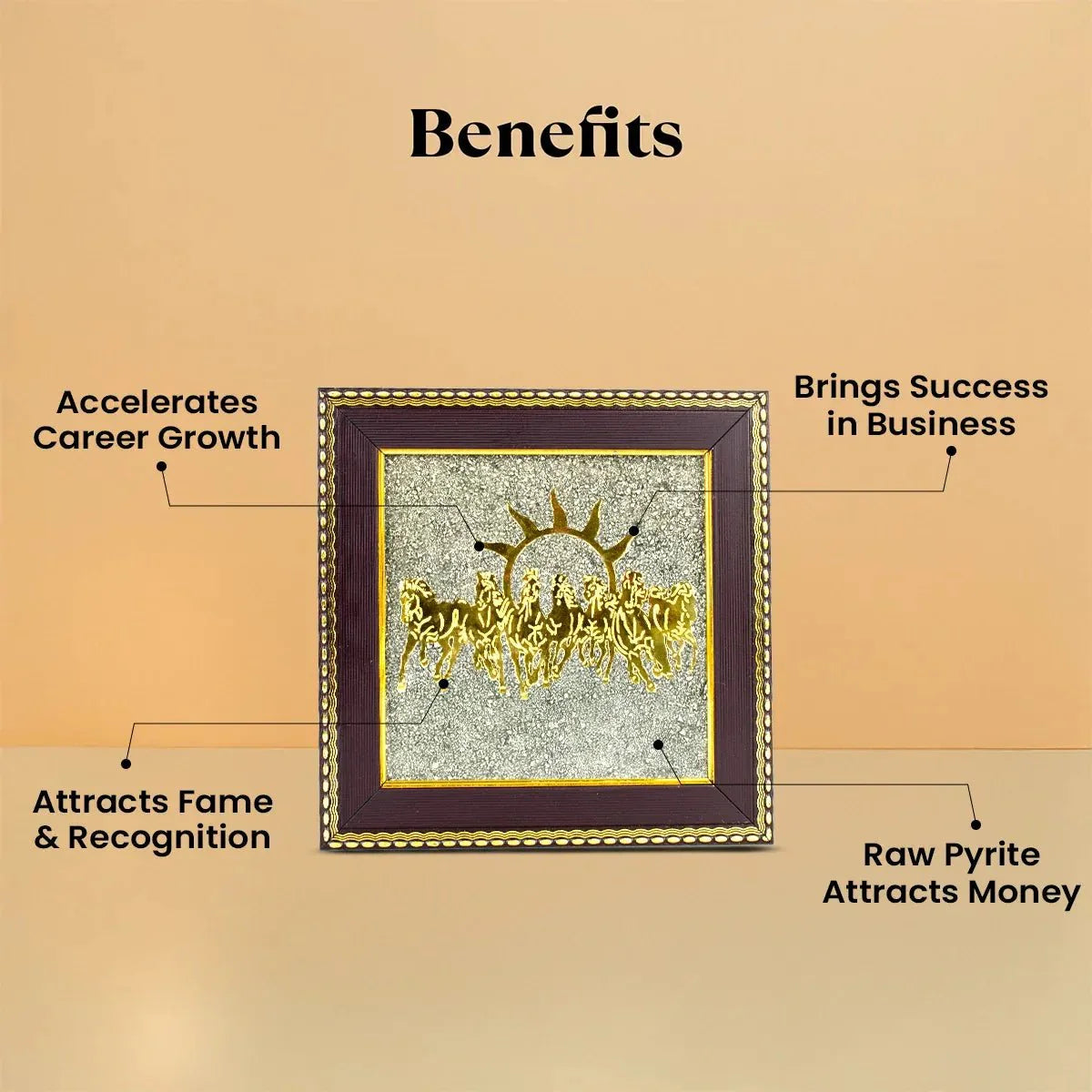 7 Horses on Raw Pyrite Frame - Urja Ghar