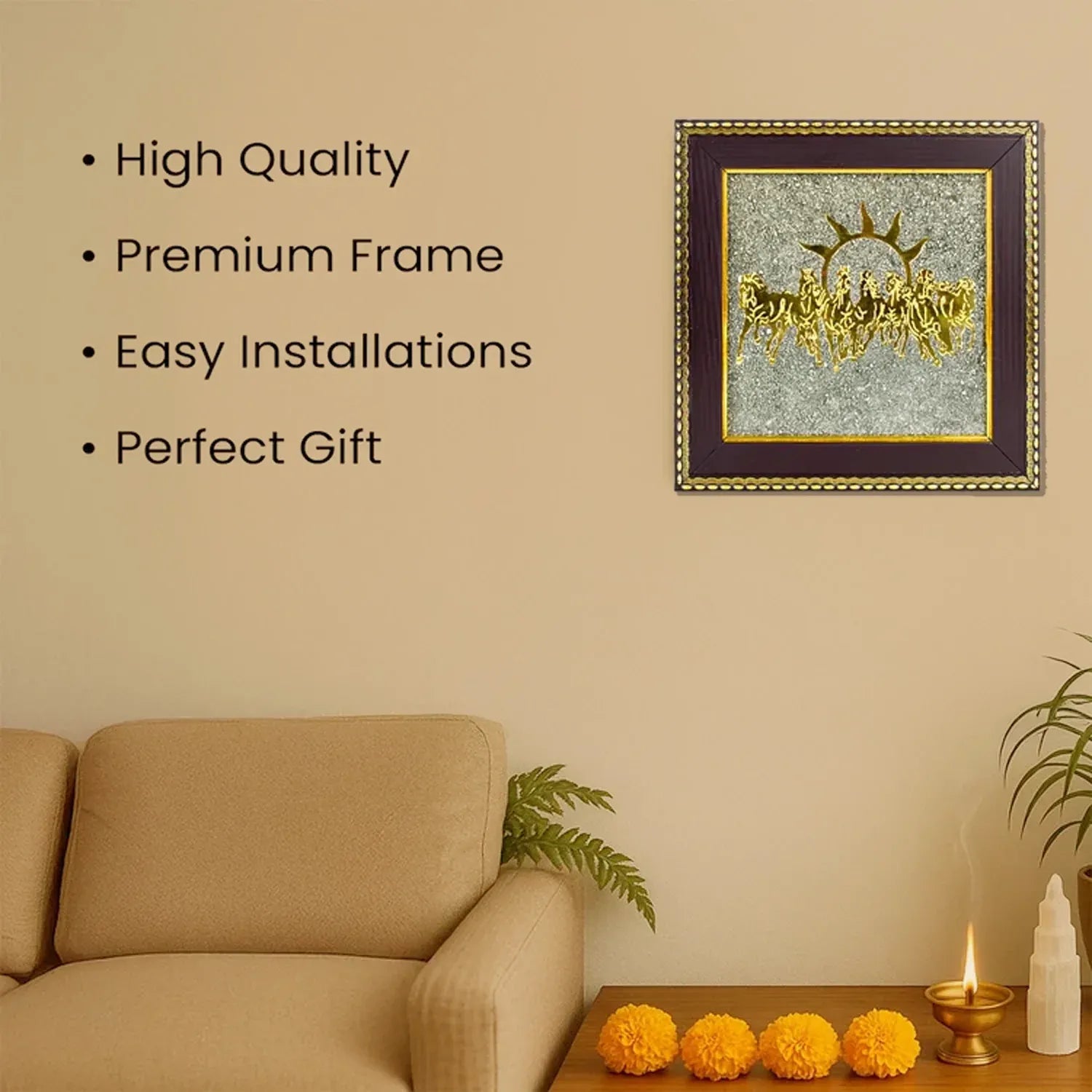 7 Horses on Raw Pyrite Frame - Urja Ghar