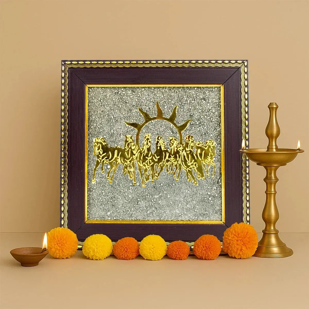 7 Horses on Raw Pyrite Frame - Urja Ghar