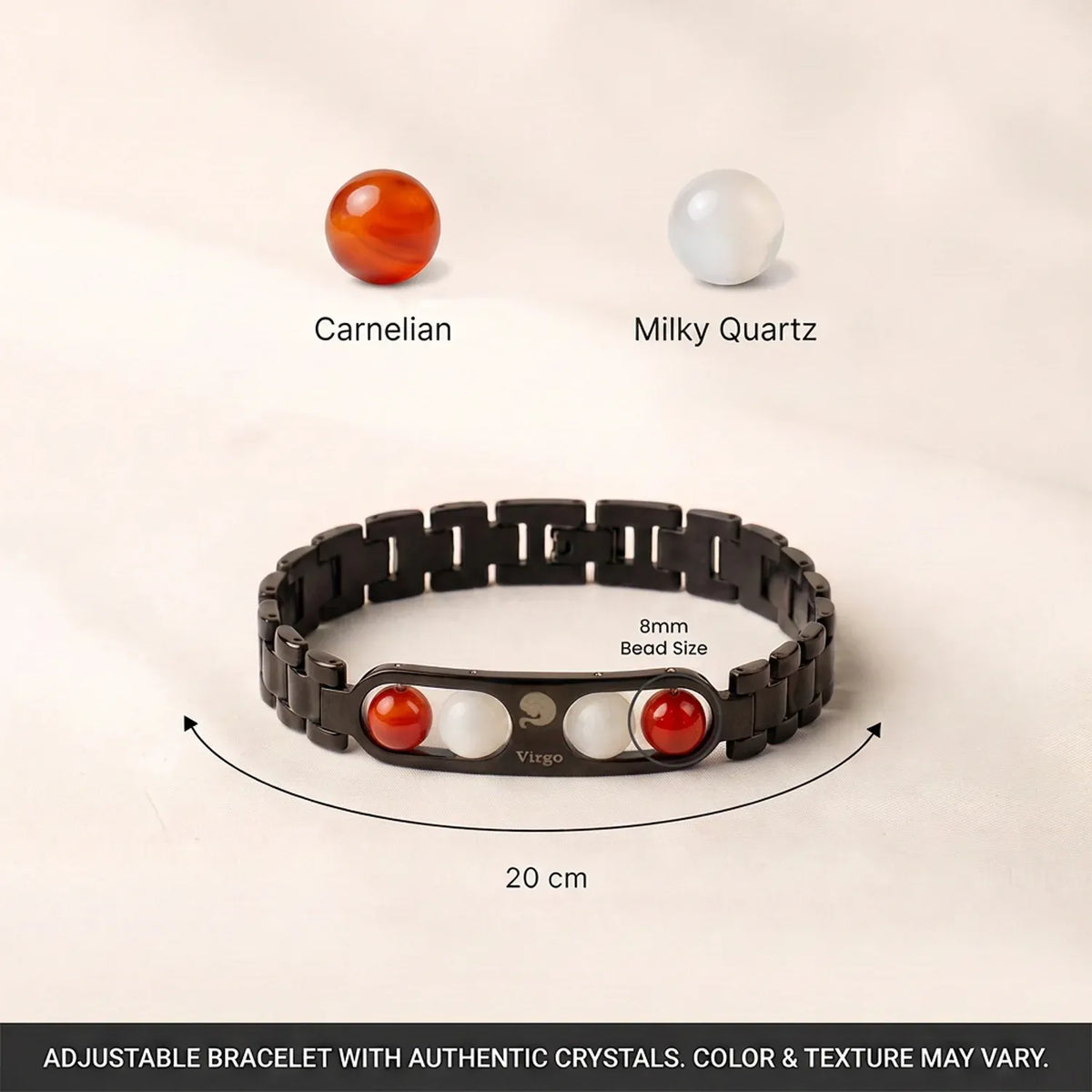 Virgo Zodiac Metal Bracelet with FREE Raw Selenite Plate