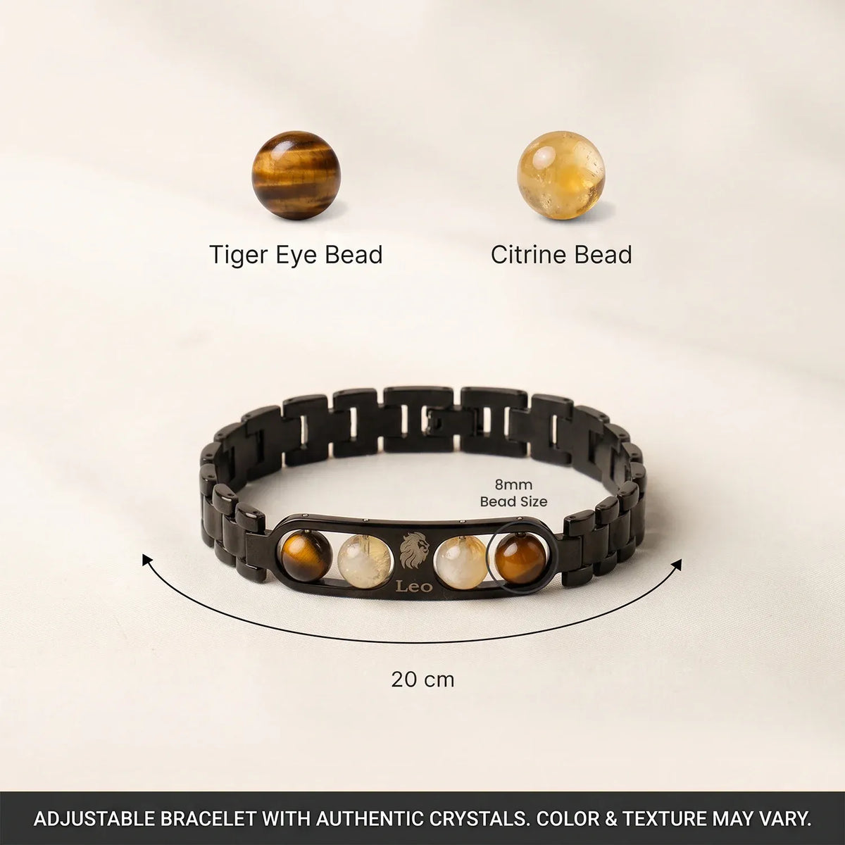 Leo Zodiac Metal Bracelet with FREE Raw Selenite Plate