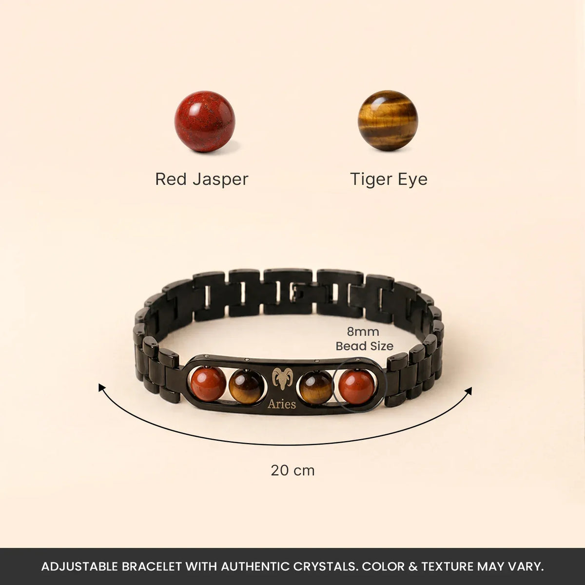 Aries Zodiac Metal Bracelet with FREE Raw Selenite Plate