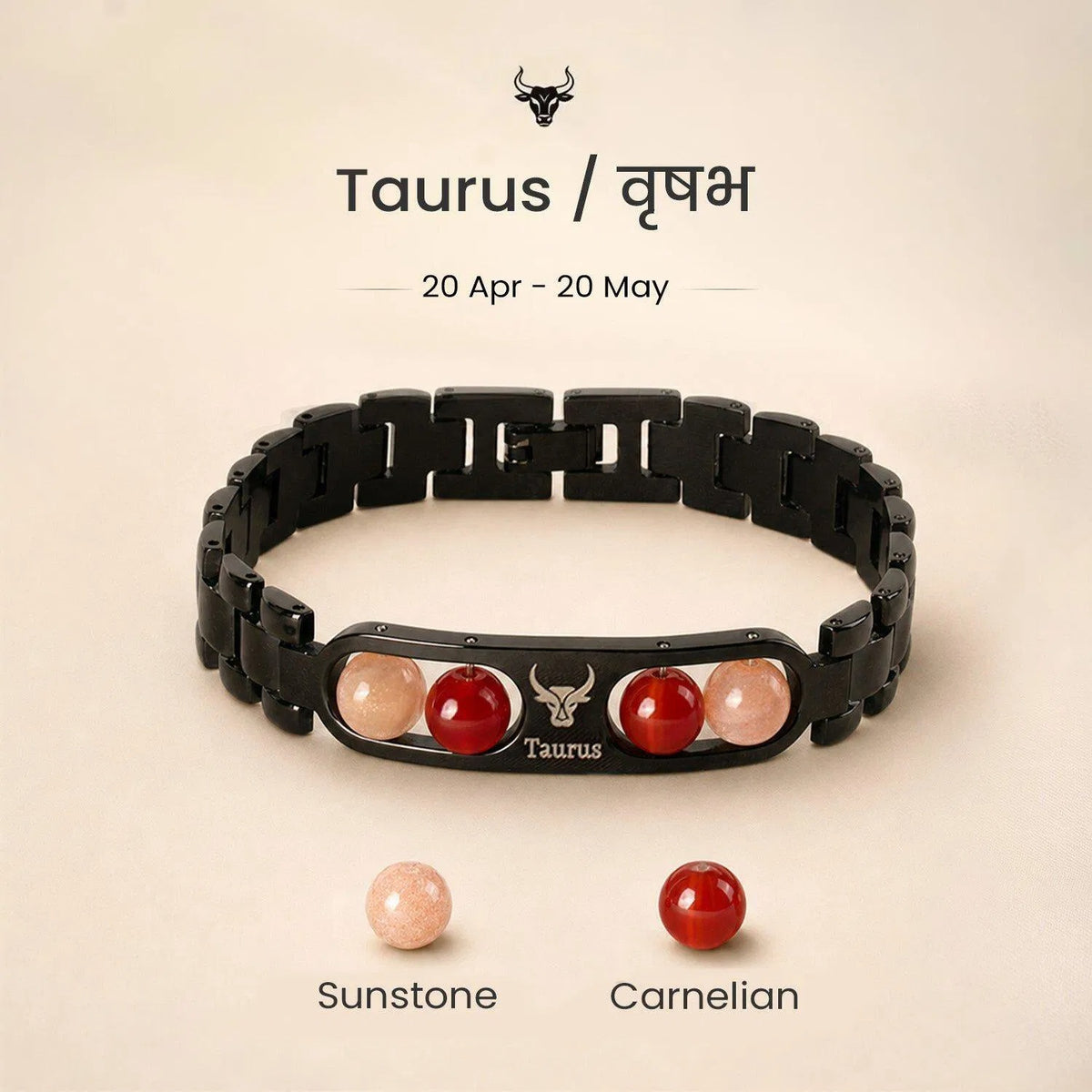 Taurus Zodiac Metal Bracelet with FREE Raw Selenite
