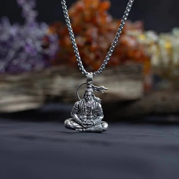 Lord Hanuman Locket With Silver Chain - Urja Ghar