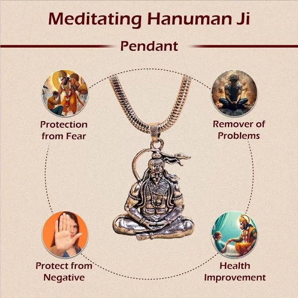 Lord Hanuman Locket With Silver Chain - Urja Ghar