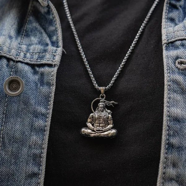 Lord Hanuman Locket With Silver Chain - Urja Ghar